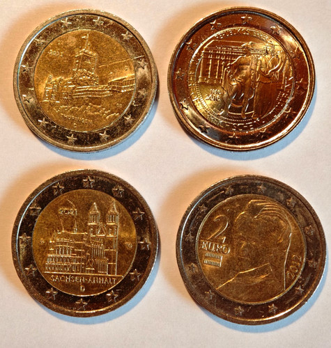 Euro coins popular - 4x, 2-euro
