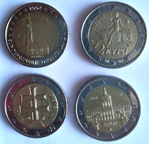 Euro coins popular - 4x, coins,