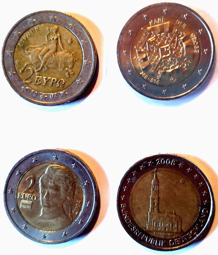 Euro coins popular - 4x, 2-euro