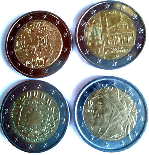 Euro coins popular - 4x, 2-euro