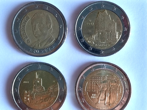 Euro coins popular - 4x, 2-euro
